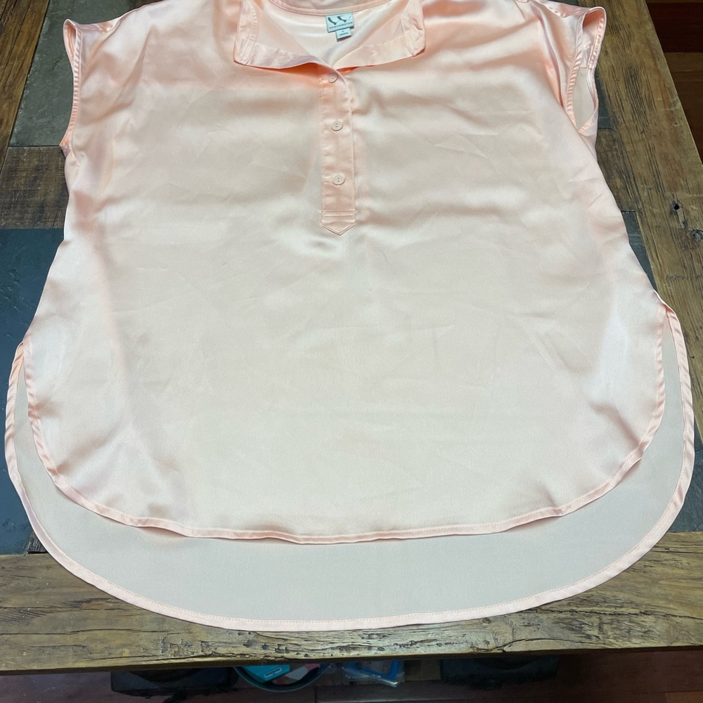 Worthington Light Coral Peach Satin Button Down Blouse